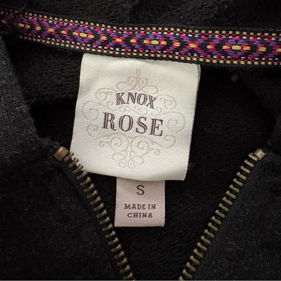 Knox Rose Gray Zip Front Long Length Hooded Sweater with Ruffle Hem, Sz S - Picture 8 of 9